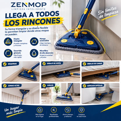 Menos esfuerzo para ti. Más alcance para limpiar con la mopa triangular 360°